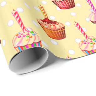 Birthday Cupcakes en Polka Dot Cadeaupapier