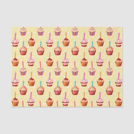 Birthday Cupcakes en Polka Dot Tissuepapier (Voorkant)