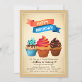 Birthday Cupcakes Invitation Kaart (Voorkant)