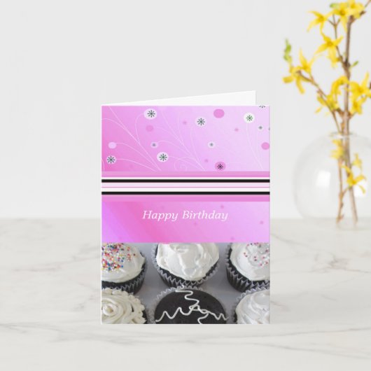 Birthday Cupcakes Kaart (Gele Bloem)