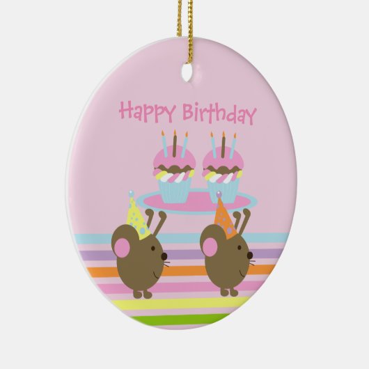 Birthday Cupcakes Party Mice Ornament (Rechts)