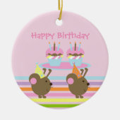 Birthday Cupcakes Party Mice Ornament (Voorkant)