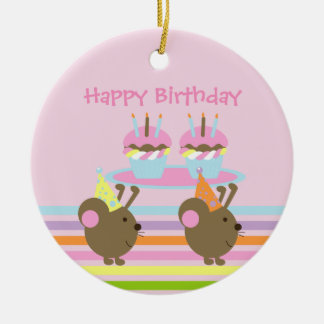 Birthday Cupcakes Party Mice Ornament