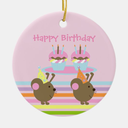 Birthday Cupcakes Party Mice Ornament (Voorkant)