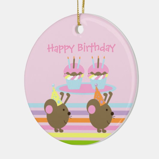Birthday Cupcakes Party Mice Ornament (Links)