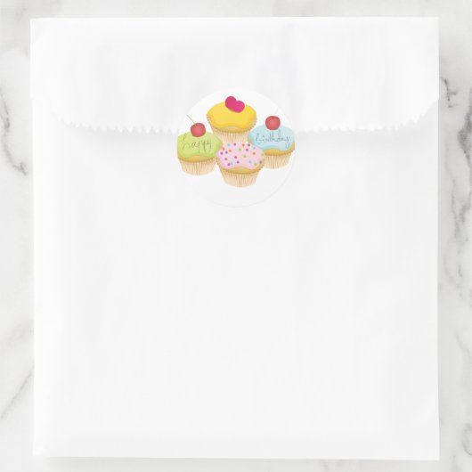 Birthday Cupcakes Ronde Sticker (Tas)