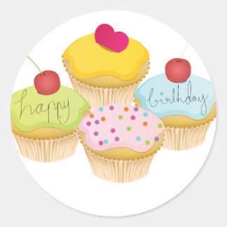 Birthday Cupcakes Ronde Sticker