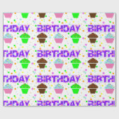 Birthday Cupcakes Wrapping Paper Cadeaupapier (Vlak)