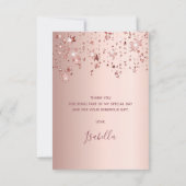 Birthday custom foto roos gouden roze sterren glaz bedankkaart (Achterkant)