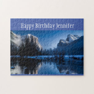 Birthday Custom Name Mountain Lake Wilderness Snow Legpuzzel