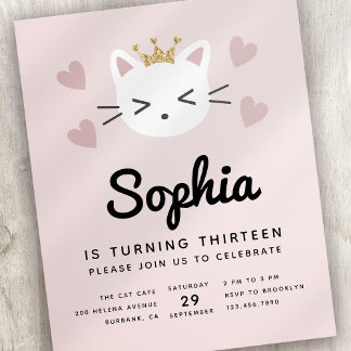 Birthday Cute Cats Pink Budget Partij