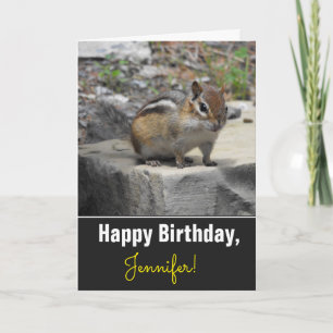 Birthday + Cute Chipmunk like criter on a Rock Kaart