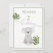 Birthday Cute Koala Green laat goud over Kaart (Voorkant)