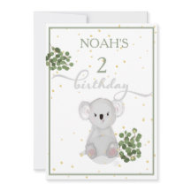 Birthday Cute Koala Green laat goud over
