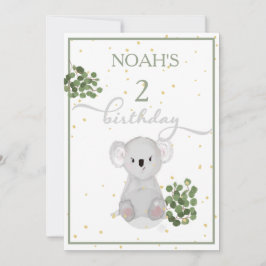Birthday Cute Koala Green laat goud over Kaart