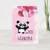 Birthday Cute Panda Pink Balloon Bouquet Kaart (Voorkant)