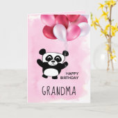 Birthday Cute Panda Pink Balloon Bouquet Kaart (Gele Bloem)