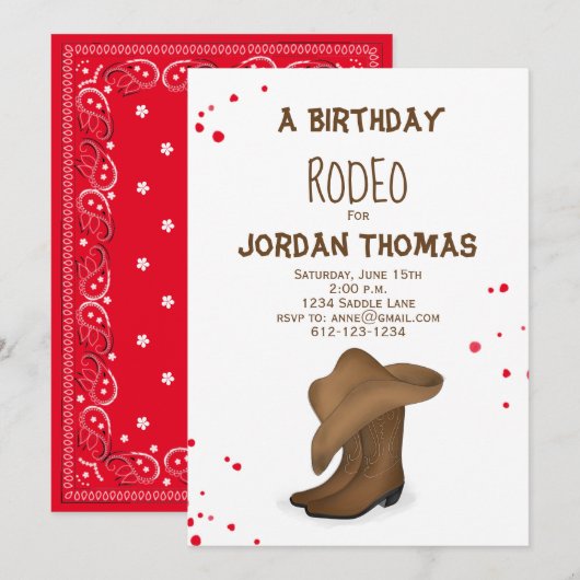 Birthday Cute Red Bandana Cowboy Pet en Boots Kaart (Voorkant / Achterkant)