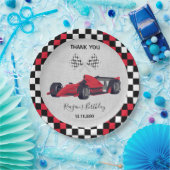 Birthday Cute Red Race Car Papieren Bordje (Feest)