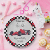Birthday Cute Red Race Car Papieren Bordje (Feest)