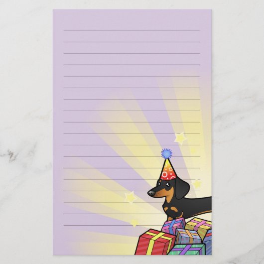 Birthday Dachshund (gladde jas) Briefpapier (Voorkant)
