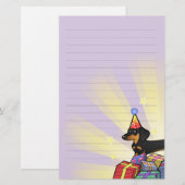 Birthday Dachshund (gladde jas) Briefpapier (Voorkant / Achterkant)