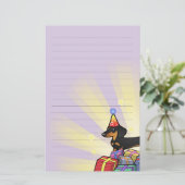 Birthday Dachshund (gladde jas) Briefpapier (Staand voorkant)