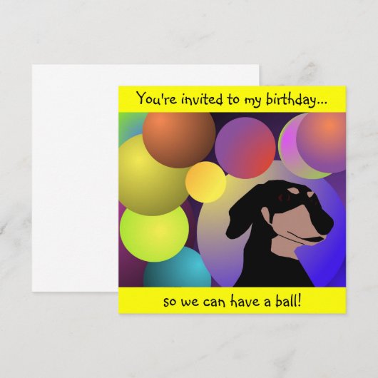 Birthday Dachshund Uitnodiging (Voorkant / Achterkant)