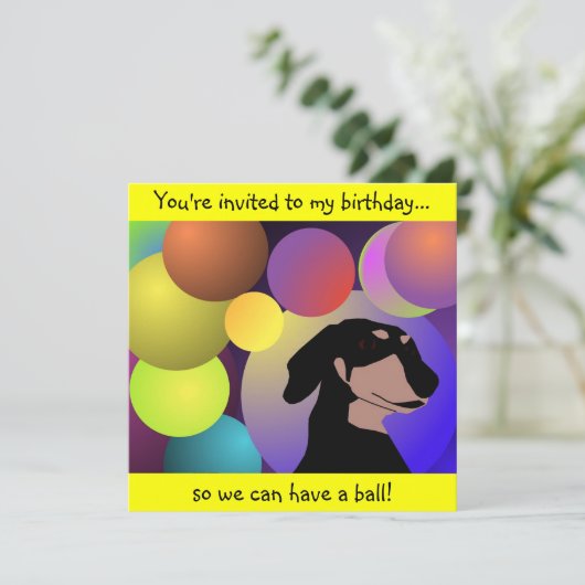 Birthday Dachshund Uitnodiging (Staand voorkant)