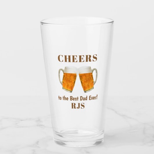 Birthday Dad Best Ever Monogram Beer Pint Glas (Voorkant)