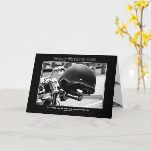 Birthday - Dad - Biker Helmet - Motorcycle Kaart (Gele Bloem)