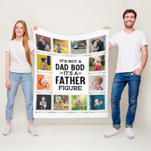 Birthday Dad Bod Father Figuur Foto Collage White Fleece Deken (In situ)