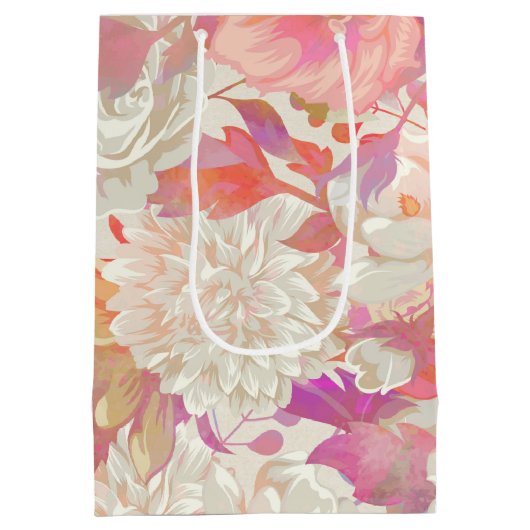 Birthday Dahlia en ontwerp van het Roos Medium Cadeauzakje (Achterkant)