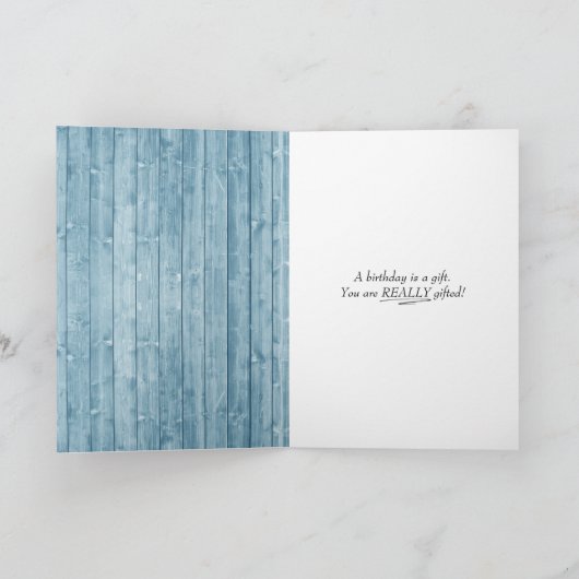 Birthday Daisies on Blue Wood Kaart (Binnen)