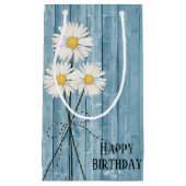 Birthday Daisies op Paars hout Klein Cadeauzakje (Voorkant)