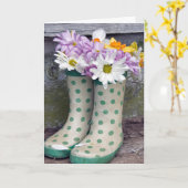 Birthday daisy bouquet in laarzen kaart (Gele Bloem)
