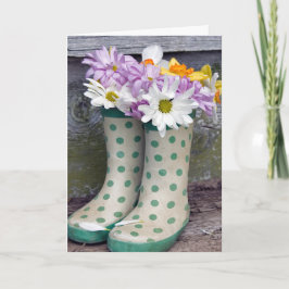 Birthday daisy bouquet in laarzen kaart