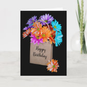 Birthday Daisy Bouquet in papiertas Kaart (Voorkant)