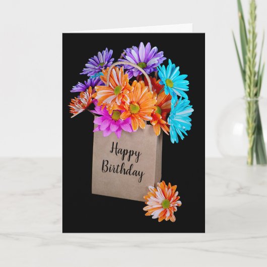 Birthday Daisy Bouquet in papiertas Kaart (Voorkant)