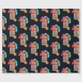 Birthday Daisy Bouquet op Black Cadeaupapier (Vlak)