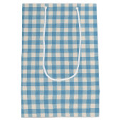 Birthday Daisy on Aqua Gingham Medium Gift Bag Cadeauzakje (Achterkant)