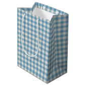 Birthday Daisy on Aqua Gingham Medium Gift Bag Medium Cadeauzakje (Achterkant Gekanteld)