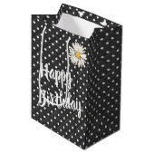Birthday Daisy on Polka Dots medium Gift Bag Cadeauzakje (Voorkant Gekanteld)