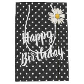 Birthday Daisy on Polka Dots medium Gift Bag Cadeauzakje (Voorkant)