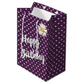 Birthday Daisy on Polka Dots medium Gift Bag Cadeauzakje (Voorkant Gekanteld)
