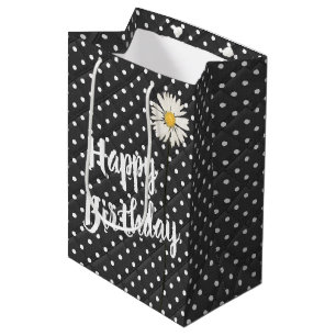 Birthday Daisy on Polka Dots medium Gift Bag Medium Cadeauzakje