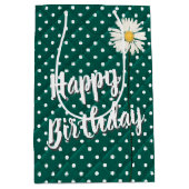 Birthday Daisy on Polka Dots medium Gift Bag Medium Cadeauzakje (Voorkant)