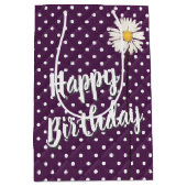 Birthday Daisy on Polka Dots medium Gift Bag Medium Cadeauzakje (Voorkant)