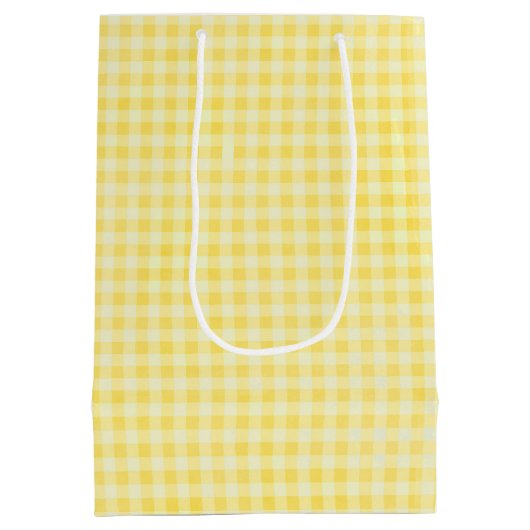 Birthday Daisy on Yellow Gingham Medium Cadeauzakje (Achterkant)