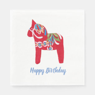 Birthday Dala Horse Servetten